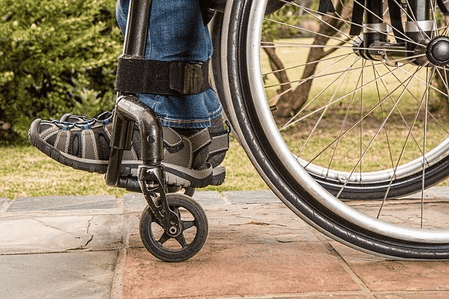 Close up of two feet in a wheelchair | disability claims denied